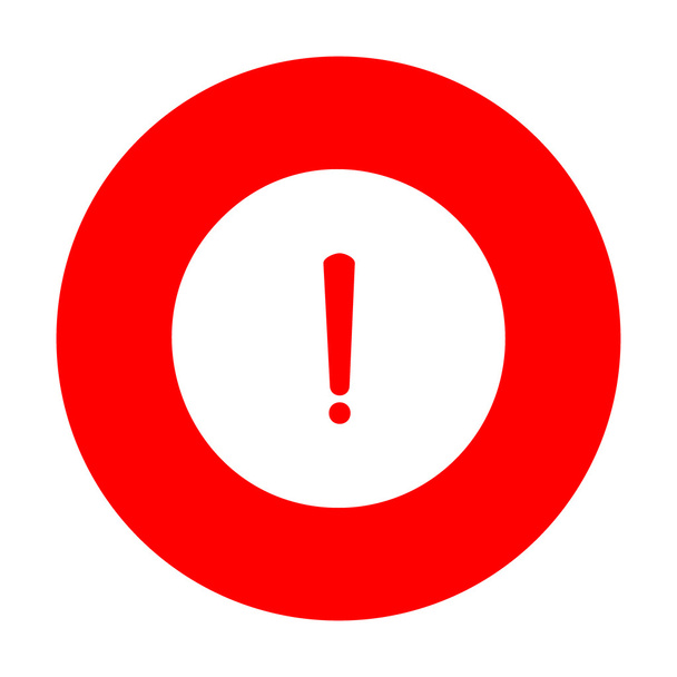 Exclamation mark sign. White icon on red circle. - Vector, Image
