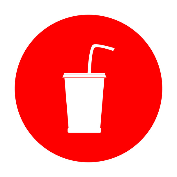 Drink sign illustration. White icon on red circle. - Vector, Image