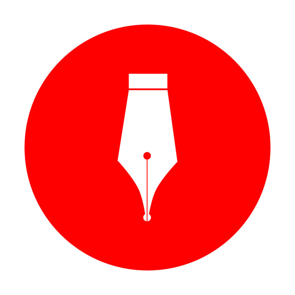 Ilustração do sinal da caneta. Ícone branco no círculo vermelho
. - Vetor, Imagem