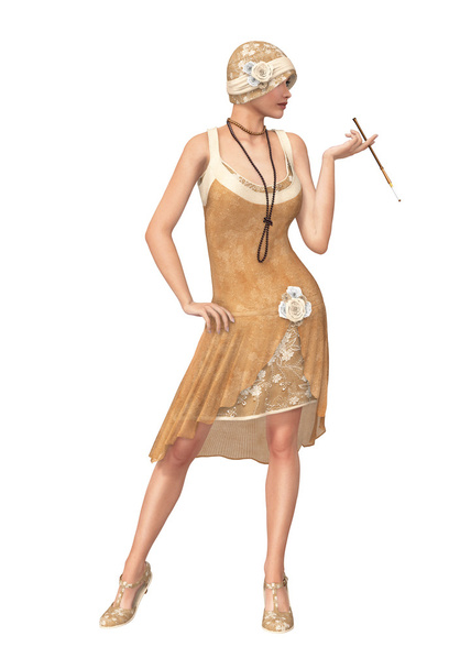 The Roaring 20s Woman Flapper Dancer Dress - Photo, Image
