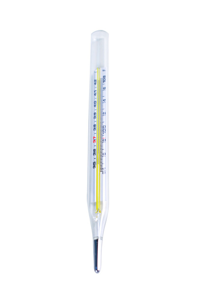 Thermometer hautnah auf weiß - Foto, Bild