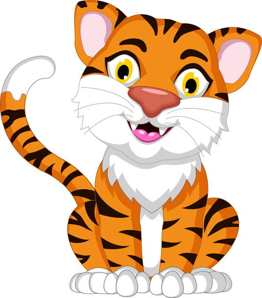 Bonito tigre cartoon sentado
 - Foto, Imagem