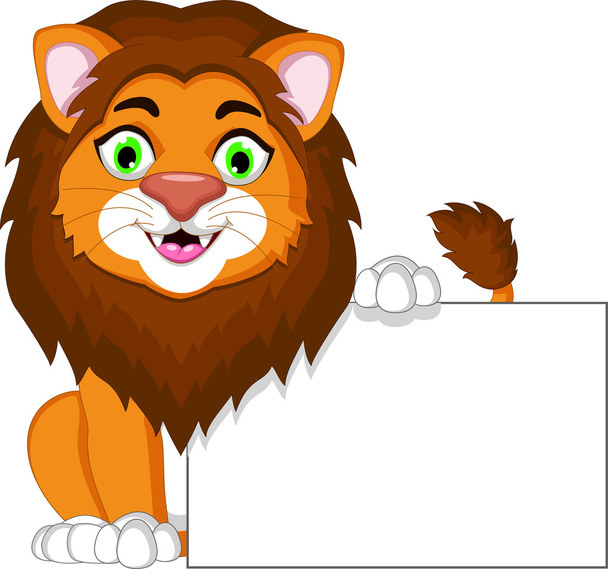 kreslený Lev s prázdný znak - Fotografie, Obrázek
