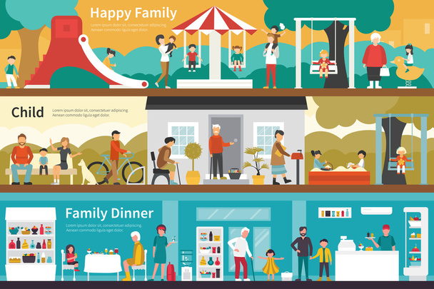 glückliche Familie Kind Abendessen  - Vektor, Bild