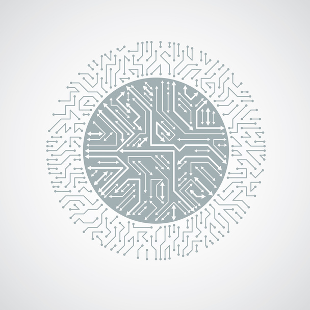 Round circuit board with electronic components  - Vector, Image