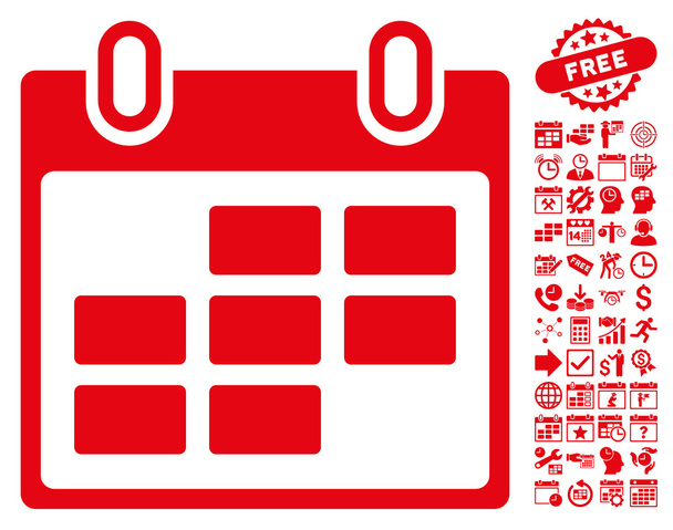 Calendar Days Flat Vector Icon with Bonus - Вектор,изображение