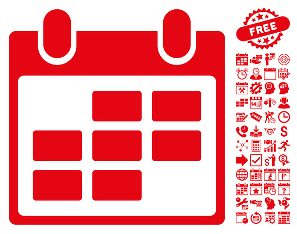 Calendar Flat Vector Icon with Bonus - Вектор,изображение