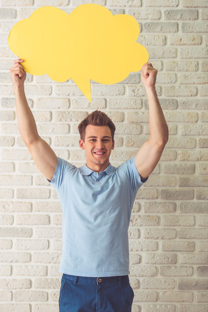 Handsome guy with speech bubble - Photo, Image