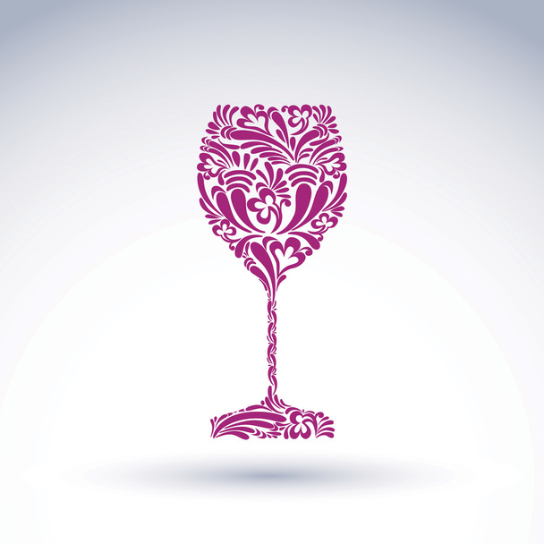 Creative goblet with floral ethnic pattern - ベクター画像