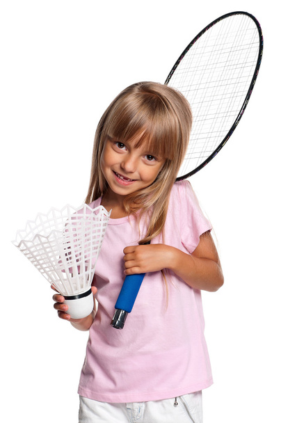 Little girl playing badminton - Foto, Imagen