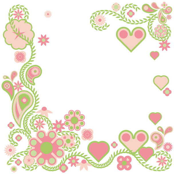 Elegant floral background with hearts - Διάνυσμα, εικόνα