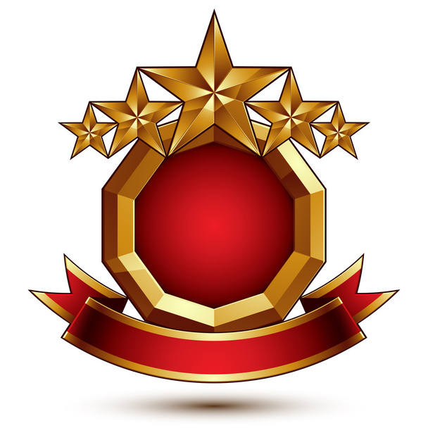Five golden stars branded symbol - Vector, Image
