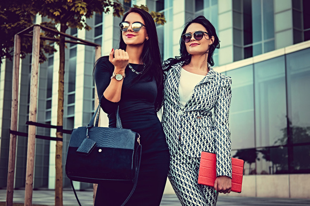 Two fashionable women in stylish clothes - Photo, Image