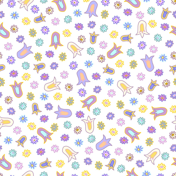 Цветочный бесшовный узор с дикими цветами
 - Вектор,изображение