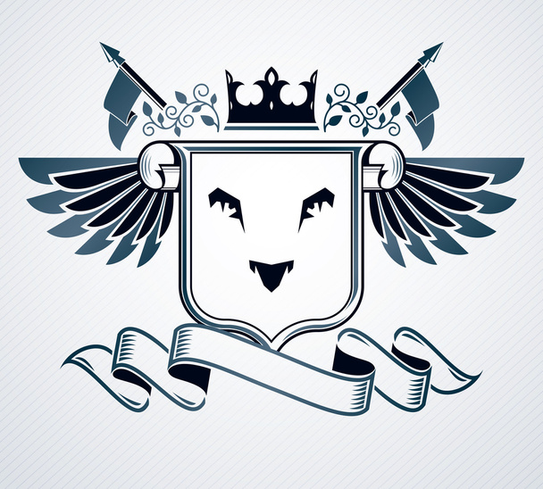 Vintage emblem, heraldic design. - Vector, afbeelding