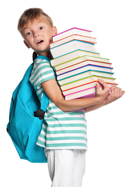 Little boy with books - Zdjęcie, obraz