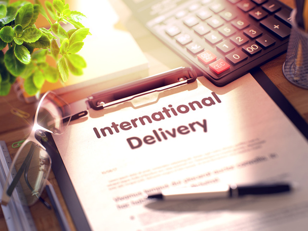 International Delivery on Clipboard. 3D. - Photo, Image