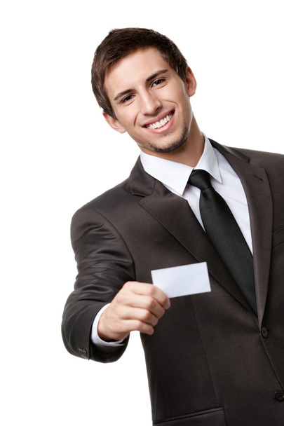 Businessman showing empty business card - 写真・画像