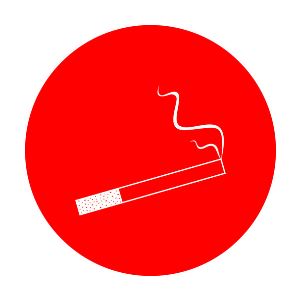 Icono de humo ideal para cualquier uso. Icono blanco en círculo rojo
. - Vector, imagen