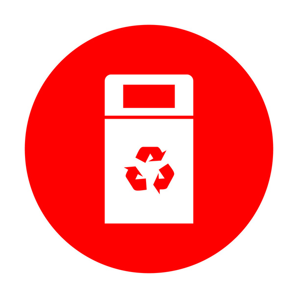 Trashcan sign illustration. White icon on red circle. - Vector, Image