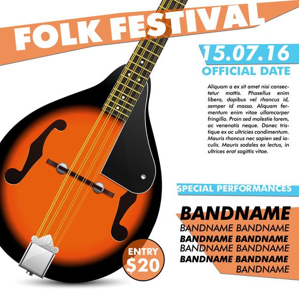 Festiwal Mandolin Festival Bitwa koncert muzyczny muzyka folk Indie Modern - Wektor, obraz