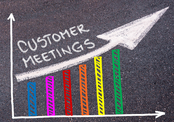 Зустрічі клієнтів, написані на барвистому графіку і зростаючій стрілці
 - Фото, зображення