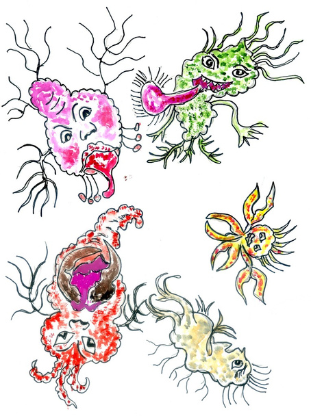 Aranyos festett vírusok - Fotó, kép