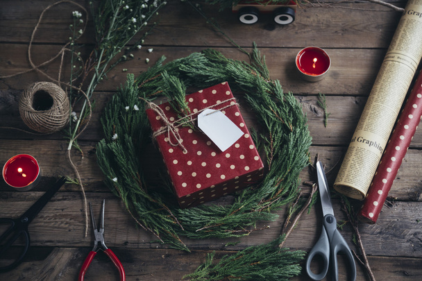 Handmade Gift wrapping for Christmas and New Year - Φωτογραφία, εικόνα