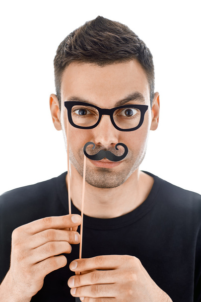 man with paper glasses - Foto, imagen