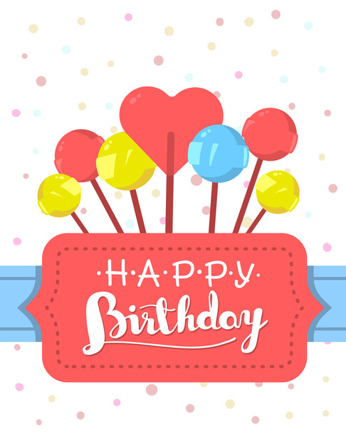 Vector colorful illustration. Happy birthday template poster wit - Διάνυσμα, εικόνα