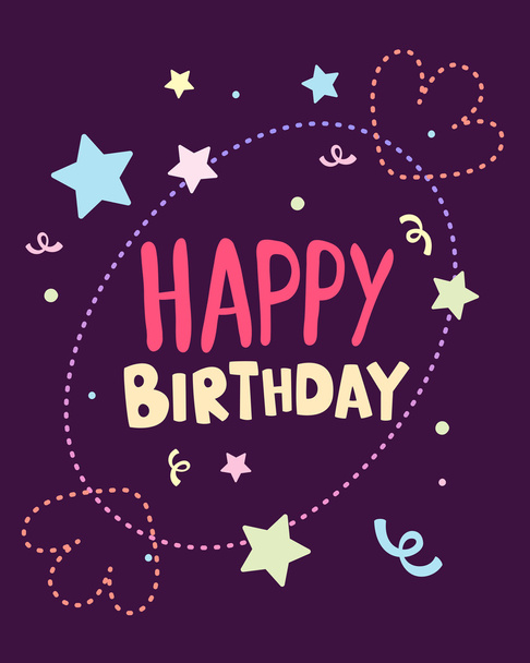 Vector colorful illustration. Happy birthday template poster wit - Διάνυσμα, εικόνα