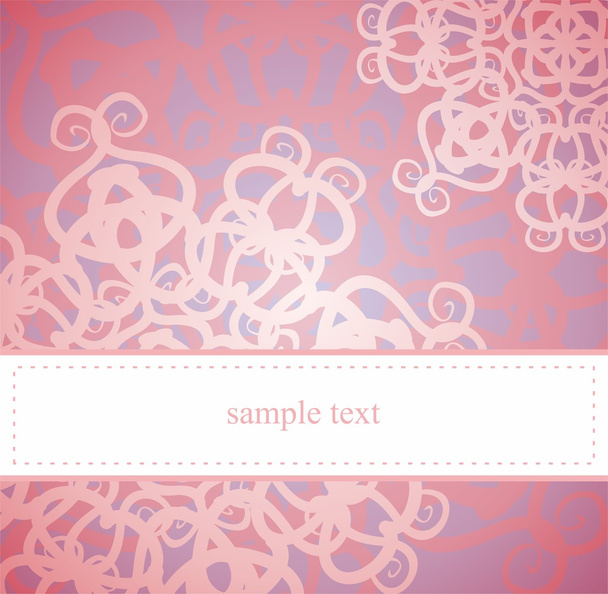 Sweet, pink card or invitation for party, birthday, baby shower with white classic elegant floral lace - ベクター画像