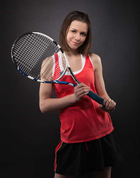 πορτρέτο του σπορ κορίτσι έφηβος παίκτης αντισφαίρισης - Φωτογραφία, εικόνα