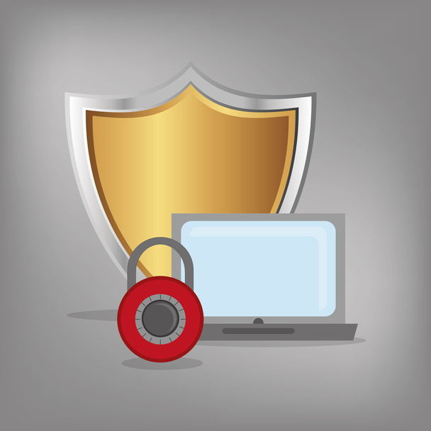 virtual security system icons image - Vector, Image
