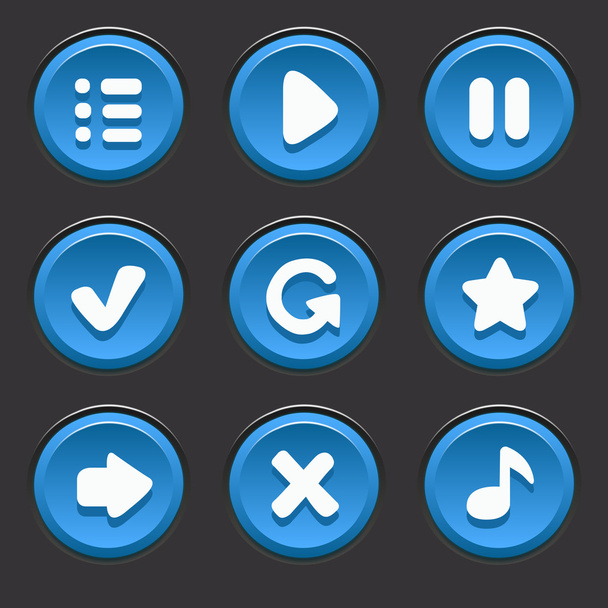 Funny cartoon buttons for design of mobile games - Вектор,изображение