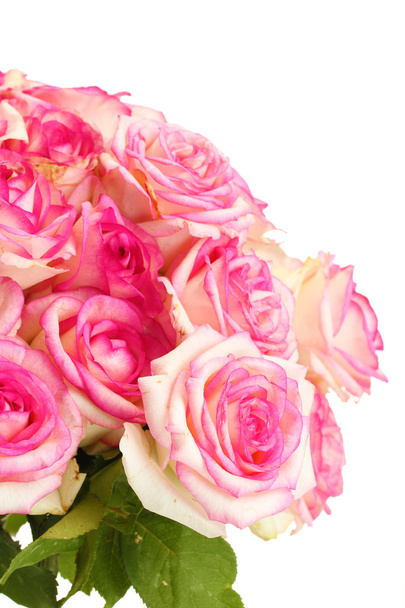 beautiful bouquet of pink roses isolated on white - Photo, image