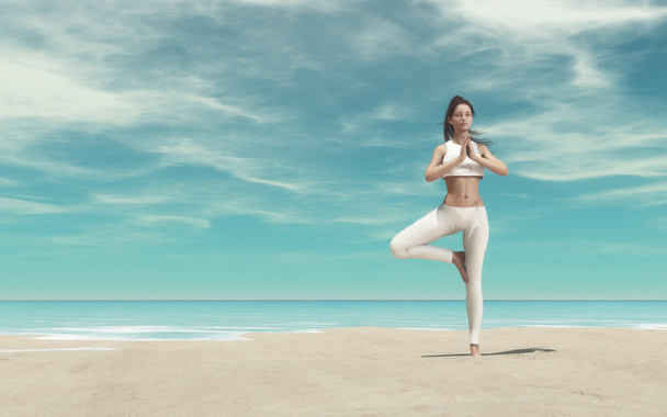 silueta ženy cvičení jógy - Fotografie, Obrázek