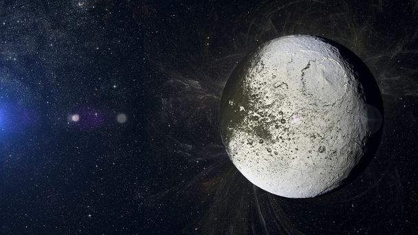 Sistema solare pianeta Iapetus su sfondo nebuloso
. - Foto, immagini