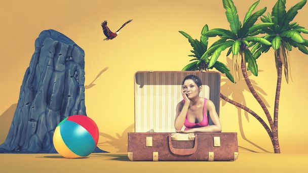 Dreamy girl in vacation  - Valokuva, kuva