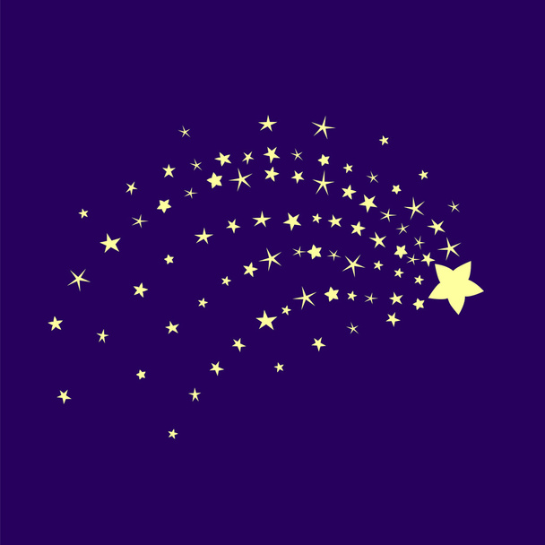Cometa en el cielo azul. Ilustración nocturna de Stardust. Estrella de Belén. Fondo estrellado
. - Vector, Imagen