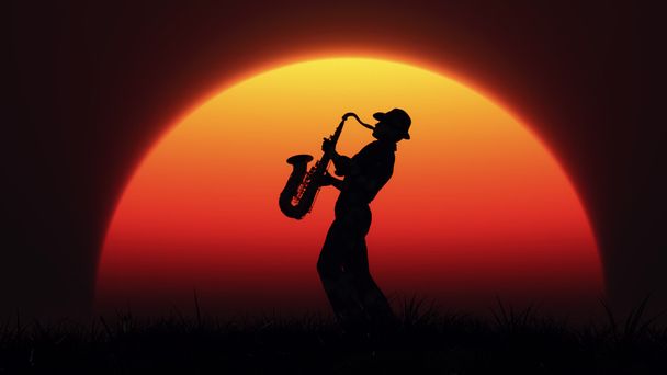 Mann spielt auf Saxofon - Foto, Bild