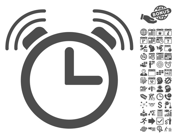 Alarm Clock Flat Vector Icon with Bonus - Διάνυσμα, εικόνα