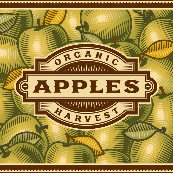Retro Apple Harvest etiketti
 - Vektori, kuva