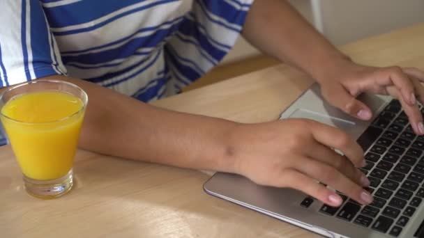 female typing data on laptop. - Felvétel, videó