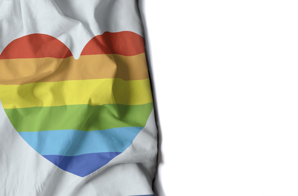 gay heart wrinkled flag, space for text - Fotoğraf, Görsel