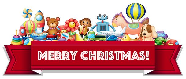 Merry Christmas sign with many toys - Vector, Image