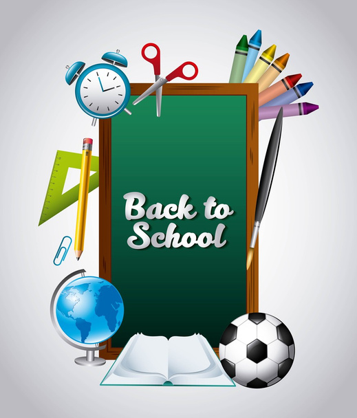 back to school with set supplies - Vector, Image