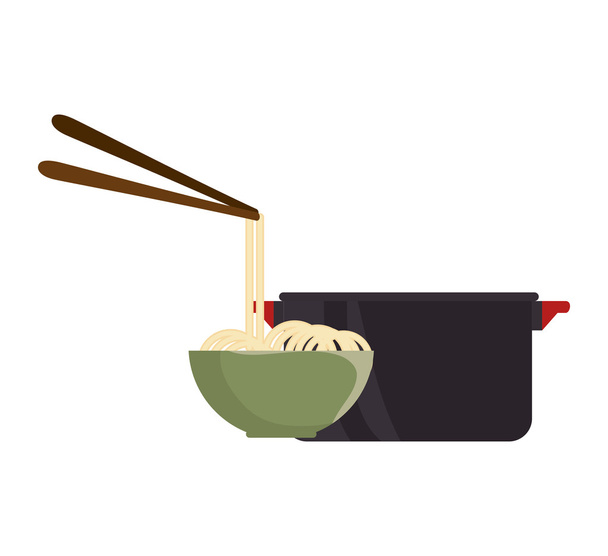 kitchen pot and hot food bowl - Vector, Image