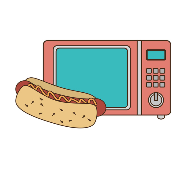 Mikrowelle mit Fast Food - Vektor, Bild