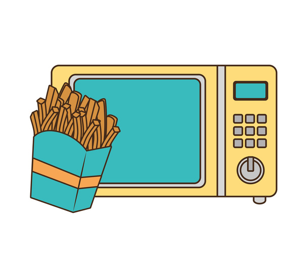 horno microondas con comida rápida
 - Vector, Imagen